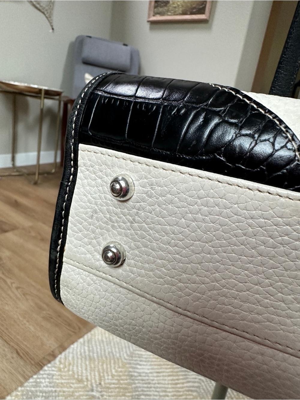Vintage Brighton cream pebble leather shoulder satchel bag - Picture 7 of 13